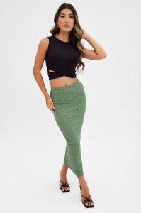 Black Crop Top Sleeveless Round Neck Cut Out Rib Jersey sold by Ally Fashion