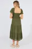 Green Midi Dress Short Sleeve Shirred sold by Ally Fashion