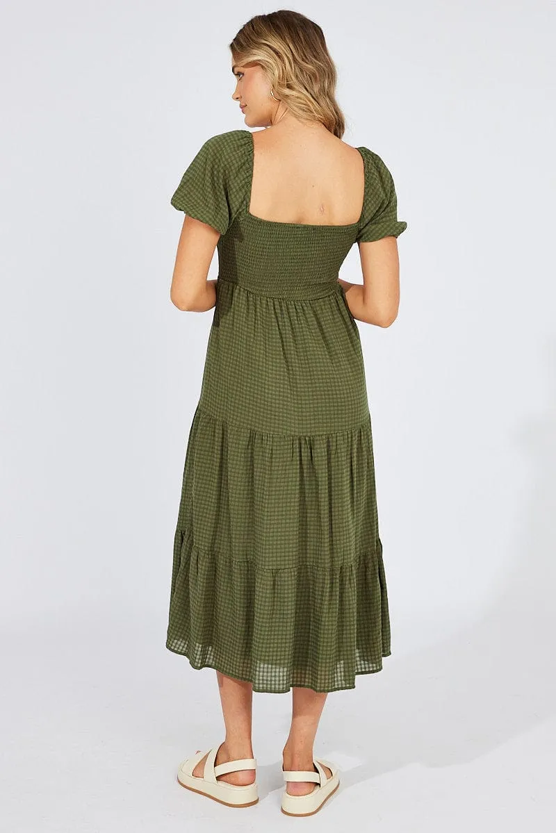 Green Midi Dress Short Sleeve Shirred sold by Ally Fashion product image thumbnail 5