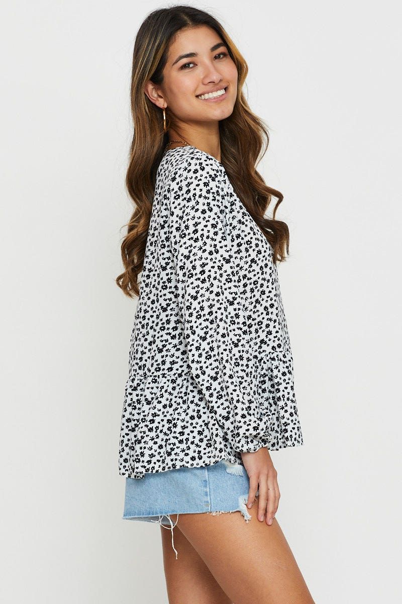 Print Peplum Shirts Long Sleeve sold by Ally Fashion product image thumbnail 4