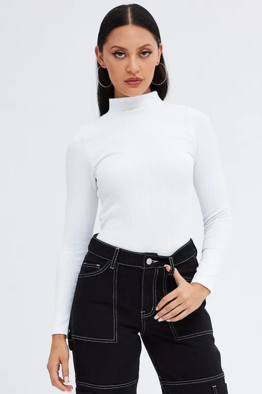 White Top Long sleeve High neck Seamless sold by Ally Fashion