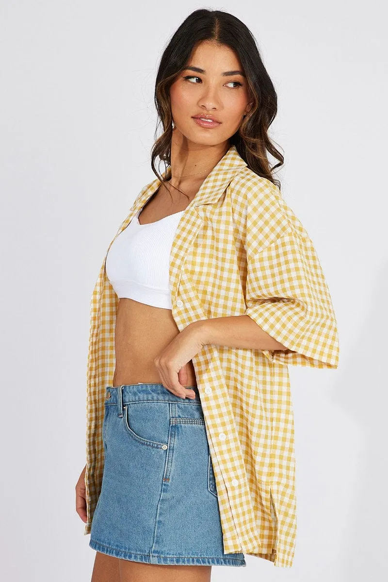 Yellow Check Shirt Short Sleeve sold by Ally Fashion product image thumbnail 4