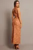 Brown Abstract Maxi Dress Bias Cut sold by Ally Fashion