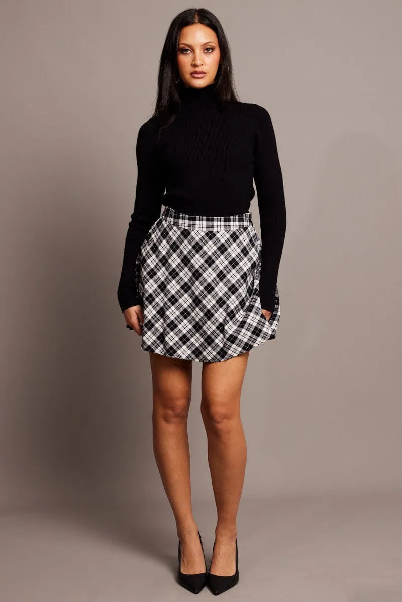 Black Check Skater Skirt Mini sold by Ally Fashion product image thumbnail 2