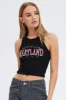Black Graphic Crop Top Sleeveless sold by Ally Fashion
