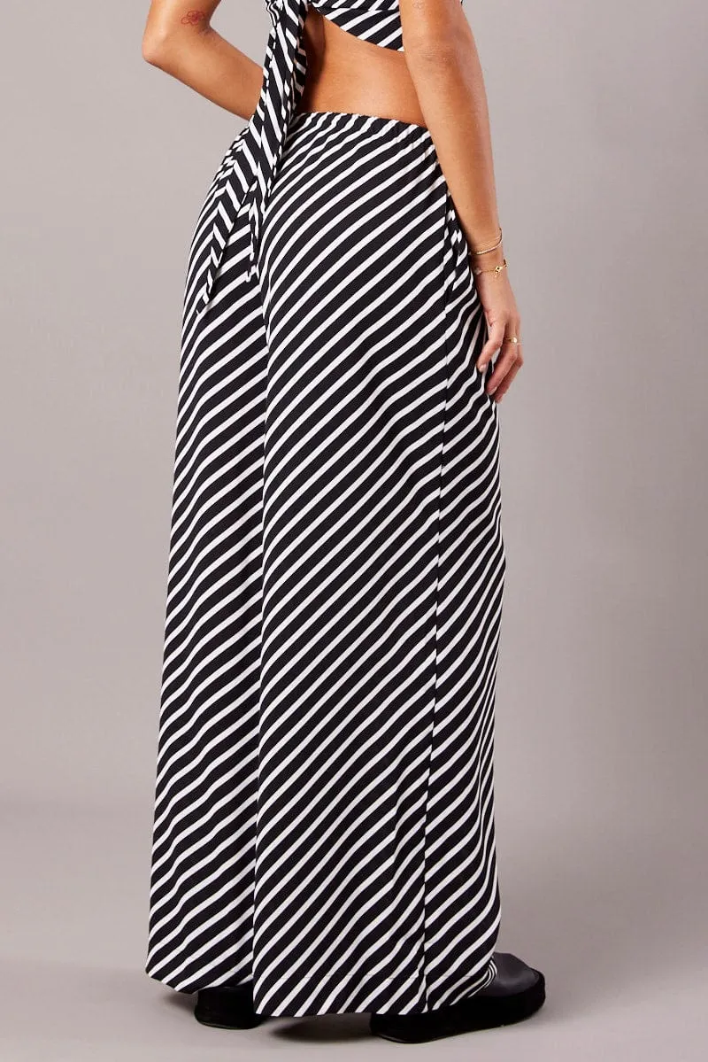 Black Stripe Wide Leg Pants High Rise sold by Ally Fashion product image thumbnail 5