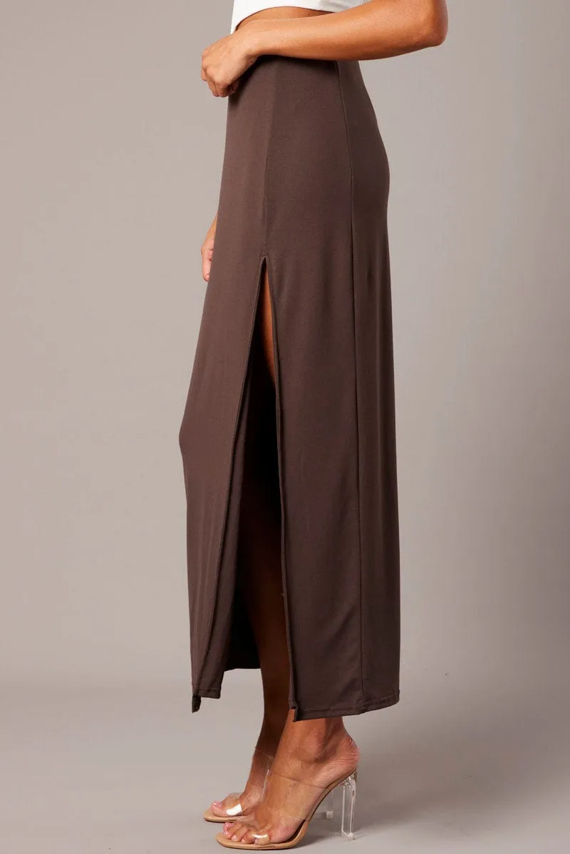Brown Supersoft Skirt Front Split Double Layer sold by Ally Fashion product image thumbnail 4