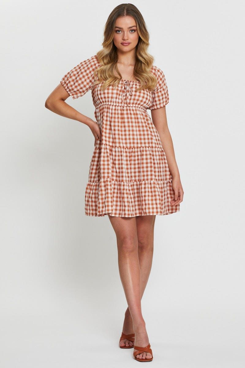 Check Mini Dress Short Sleeve sold by Ally Fashion product image thumbnail 2