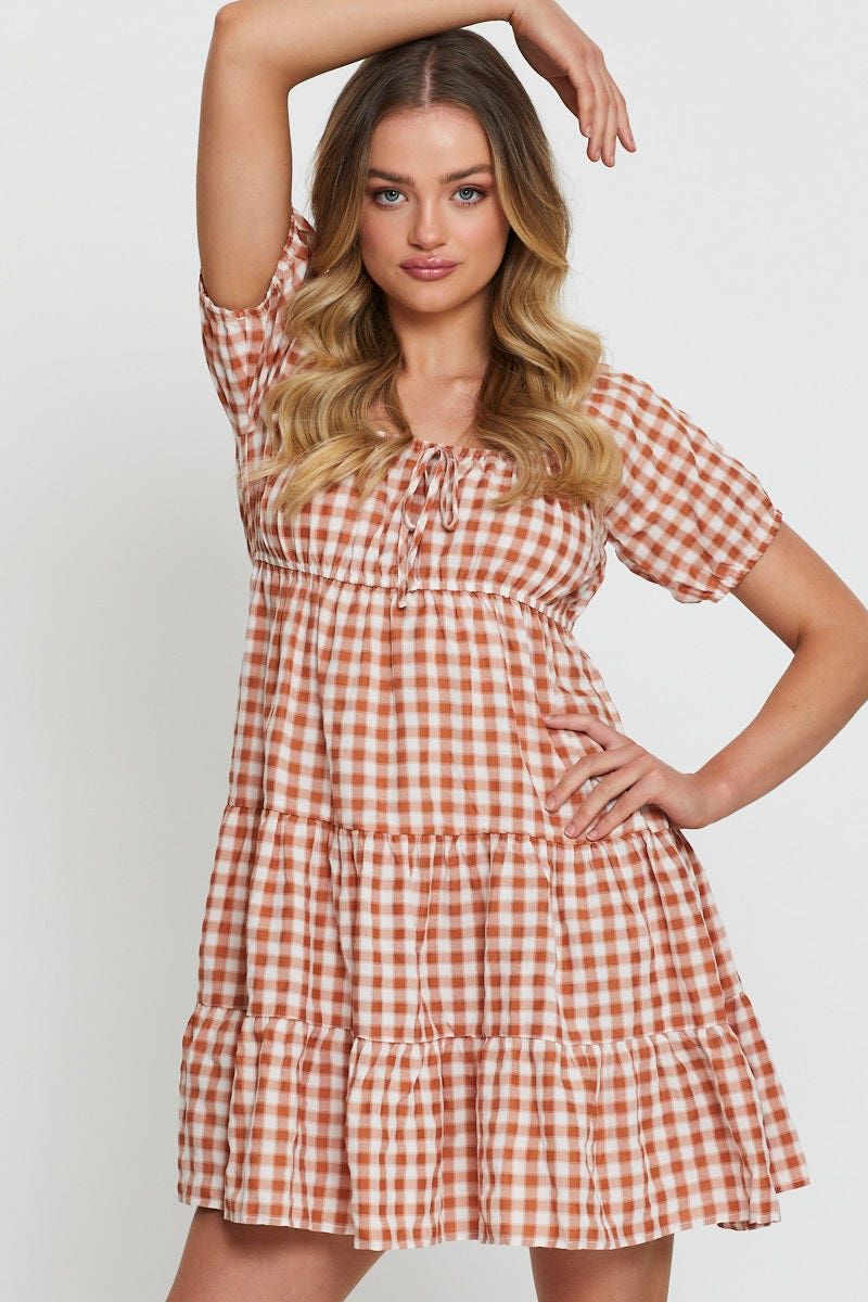 Check Mini Dress Short Sleeve sold by Ally Fashion