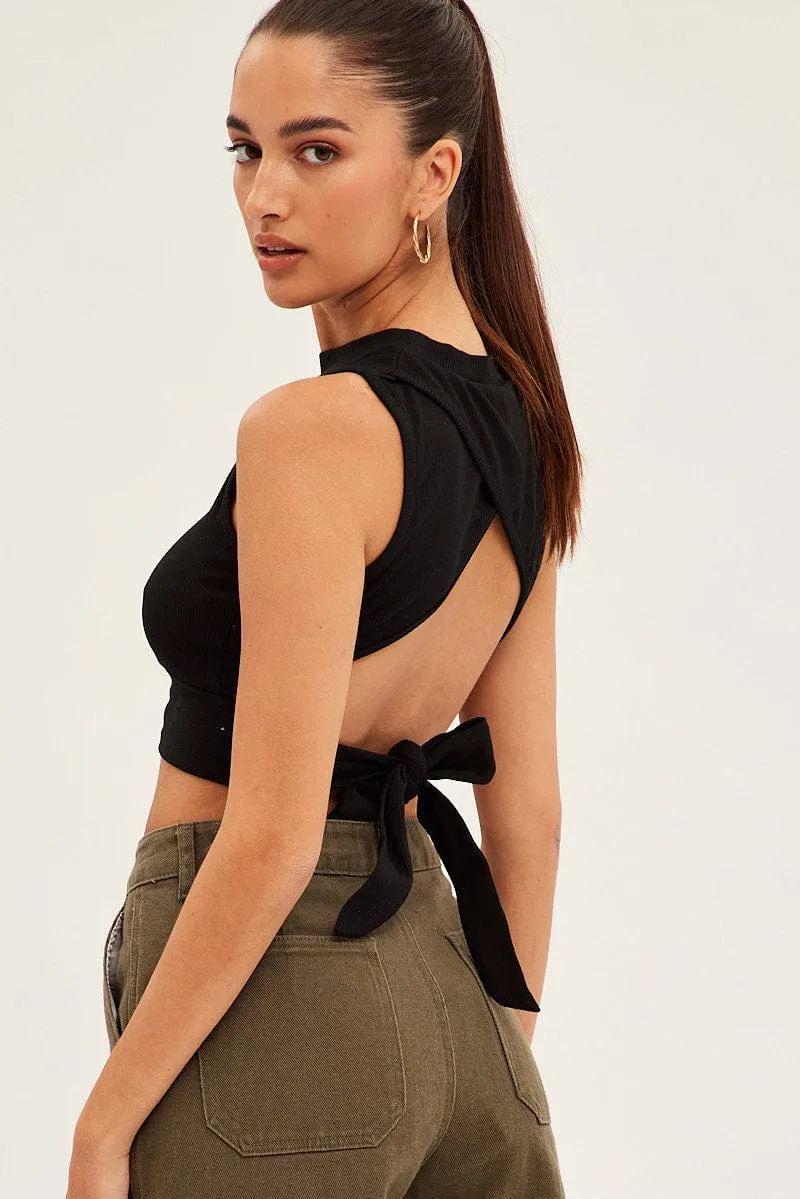Black Rib Jersey Cropped Top sold by Ally Fashion product image thumbnail 5
