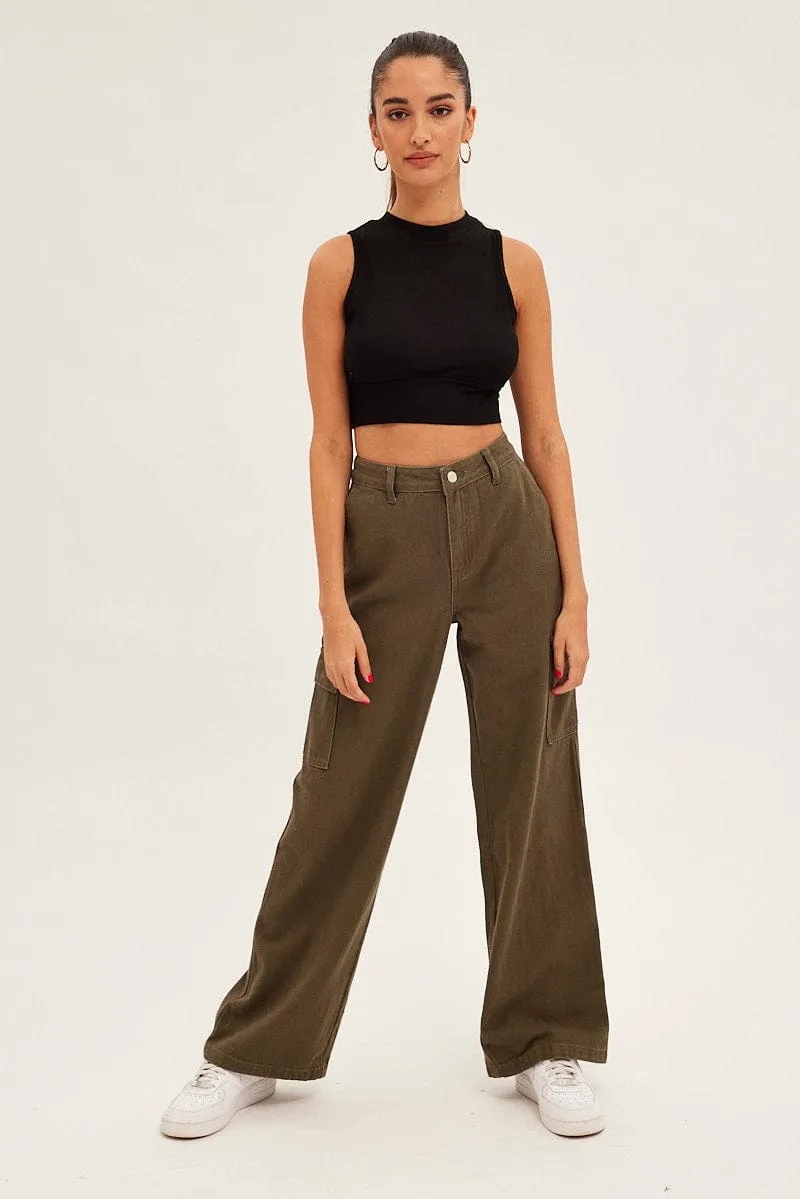Black Rib Jersey Cropped Top sold by Ally Fashion product image thumbnail 2