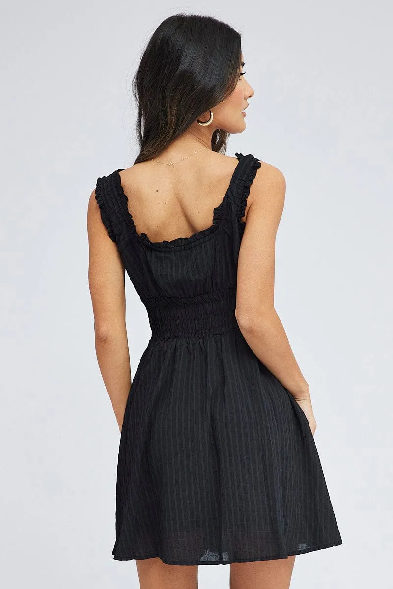 Black Fit and Flare Dress Sleeveless Waist Shirred sold by Ally Fashion product image thumbnail 5