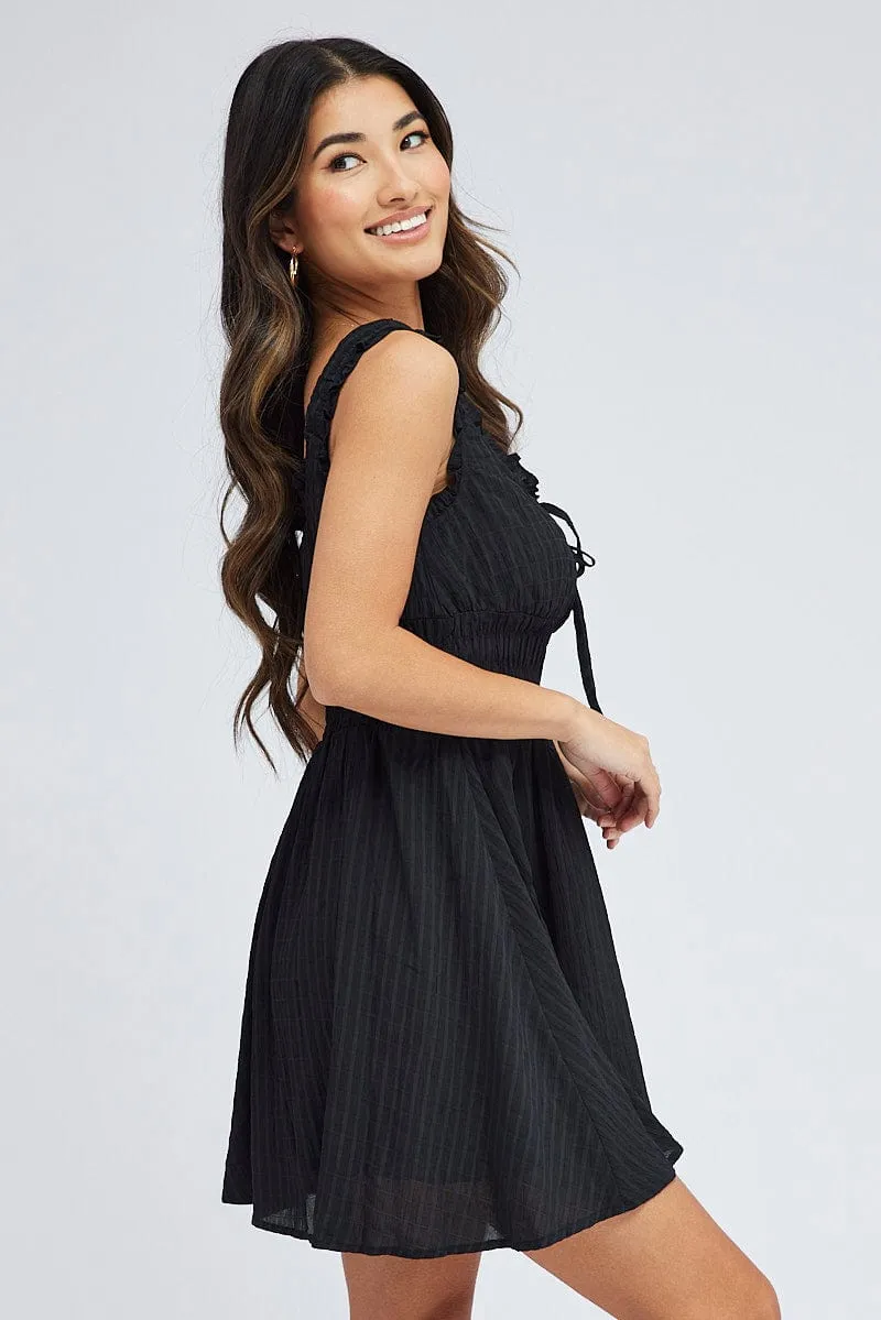 Black Fit and Flare Dress Sleeveless Waist Shirred sold by Ally Fashion product image thumbnail 4
