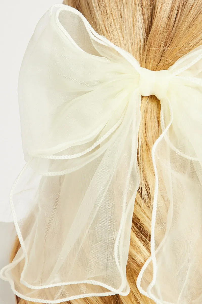 White Oversized Organza Bow Hair Clip sold by Ally Fashion product image thumbnail 2