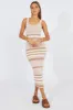 White Stripe Knit Dress Sleeveless Midi sold by Ally Fashion