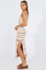 White Stripe Knit Dress Sleeveless Midi sold by Ally Fashion