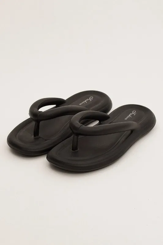 Black Chunky Flat Slides sold by Ally Fashion