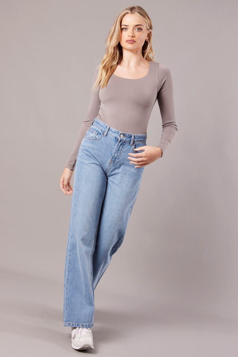 Brown Bodysuit Short Sleeve Square Neck Seamless sold by Ally Fashion product image thumbnail 3