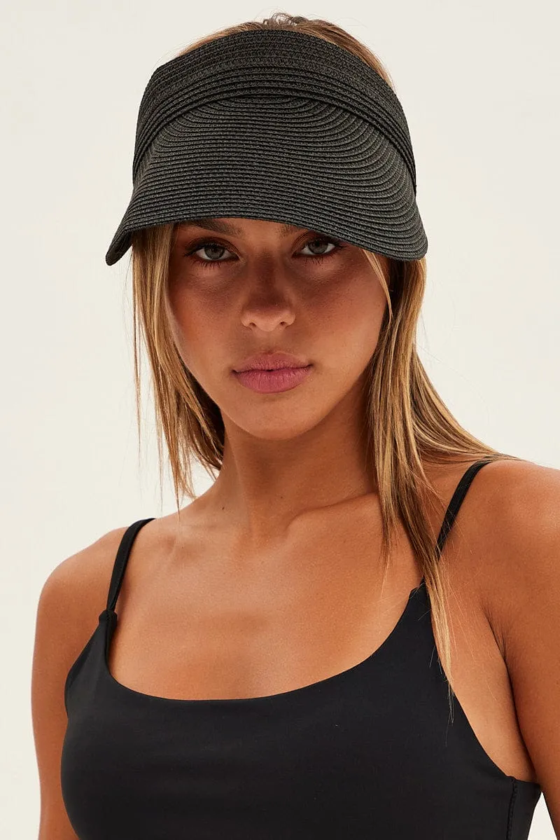Black Straw Visor sold by Ally Fashion product image thumbnail 2