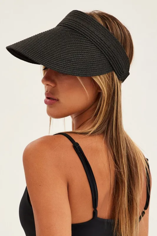 Black Straw Visor sold by Ally Fashion