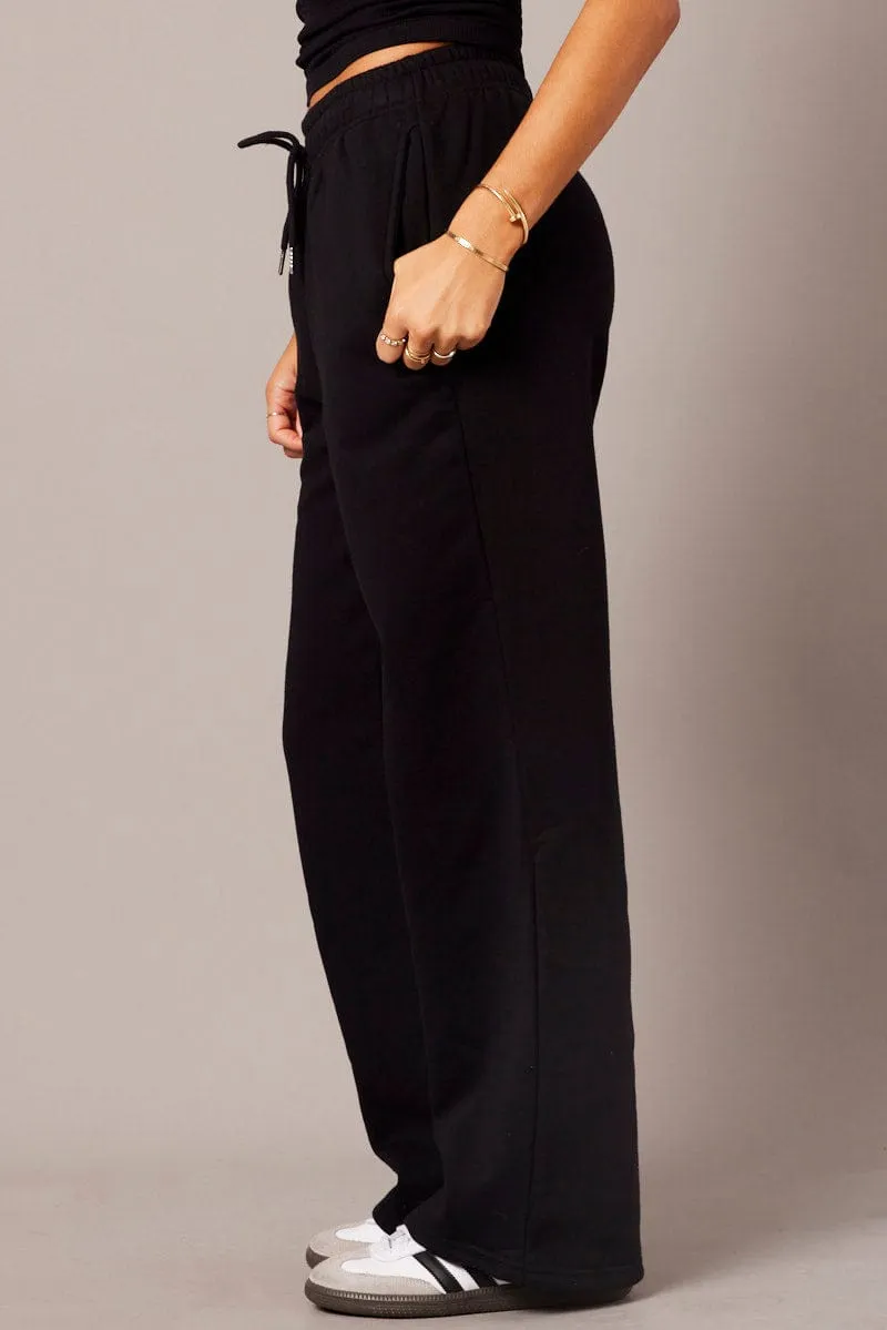 Black Track Pants Wide Leg Pants sold by Ally Fashion product image thumbnail 4