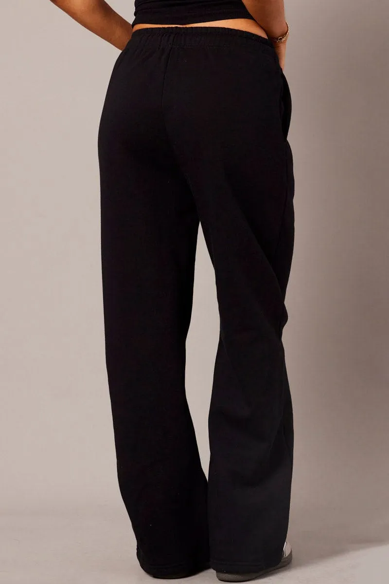 Black Track Pants Wide Leg Pants sold by Ally Fashion product image thumbnail 5