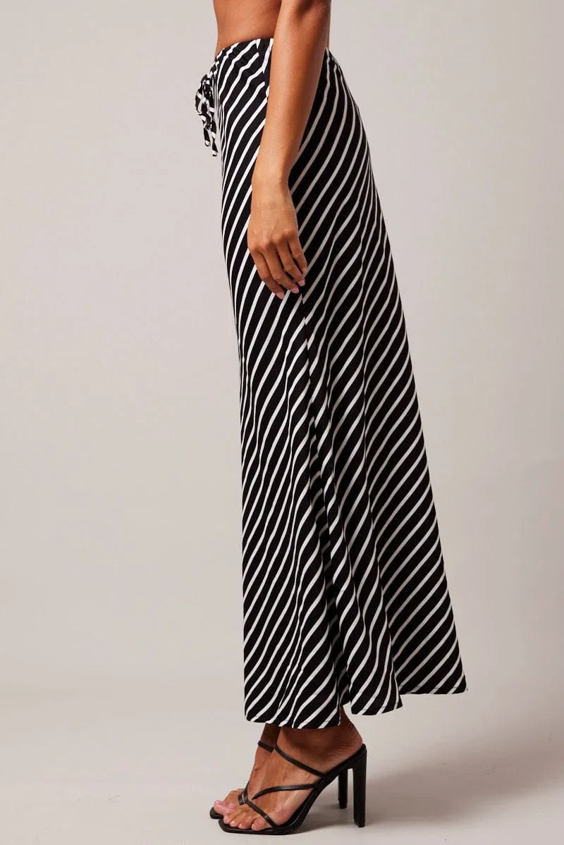 Black Stripe Slip Skirt Maxi Drawstring Waist sold by Ally Fashion product image thumbnail 4