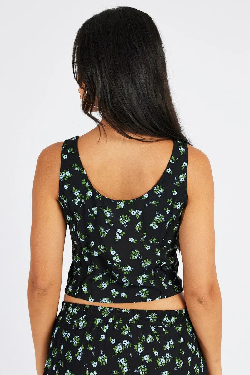 Black Floral Corset Top Sleeveless sold by Ally Fashion product image thumbnail 5