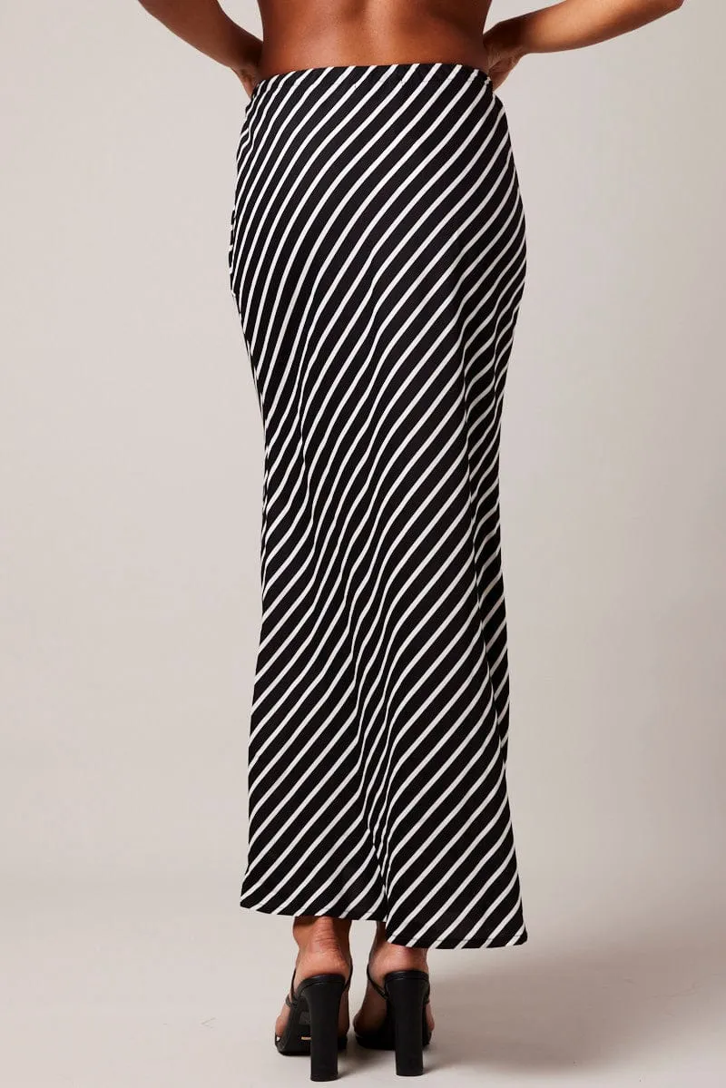 Black Stripe Slip Skirt Maxi Drawstring Waist sold by Ally Fashion product image thumbnail 5