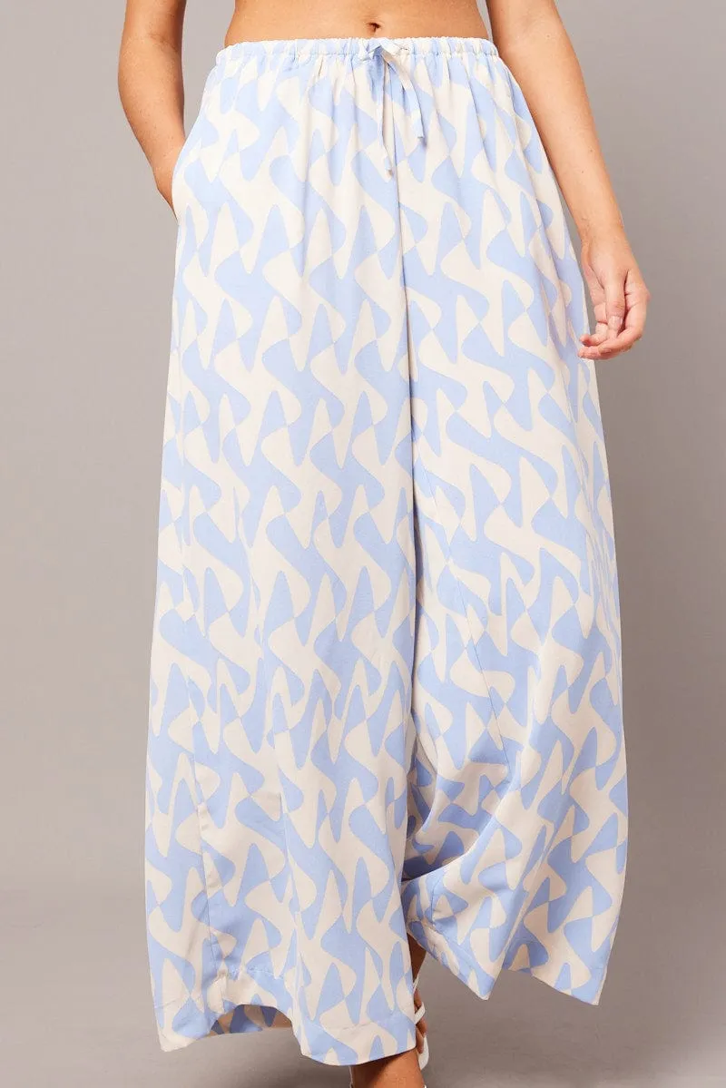 Blue Geo Wide Leg Pants High Rise sold by Ally Fashion product image thumbnail 3