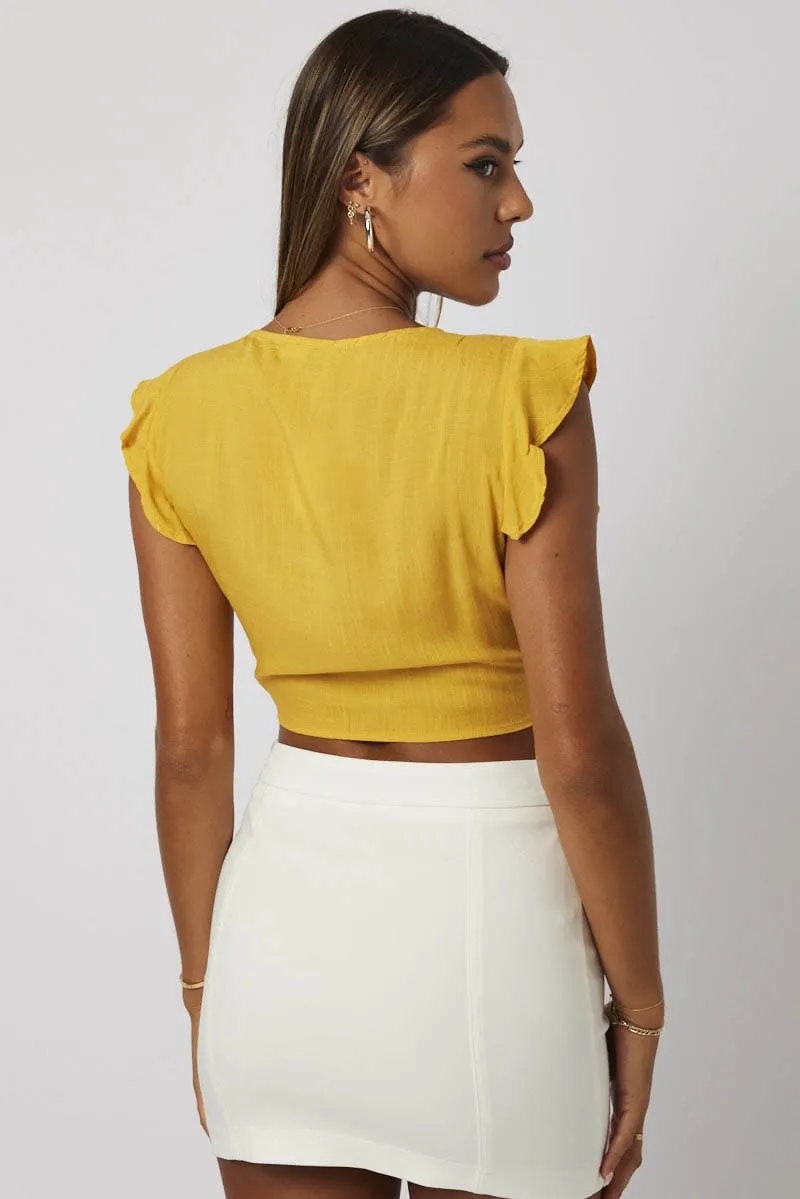 Yellow Ruffle Top Tie Front sold by Ally Fashion product image thumbnail 5
