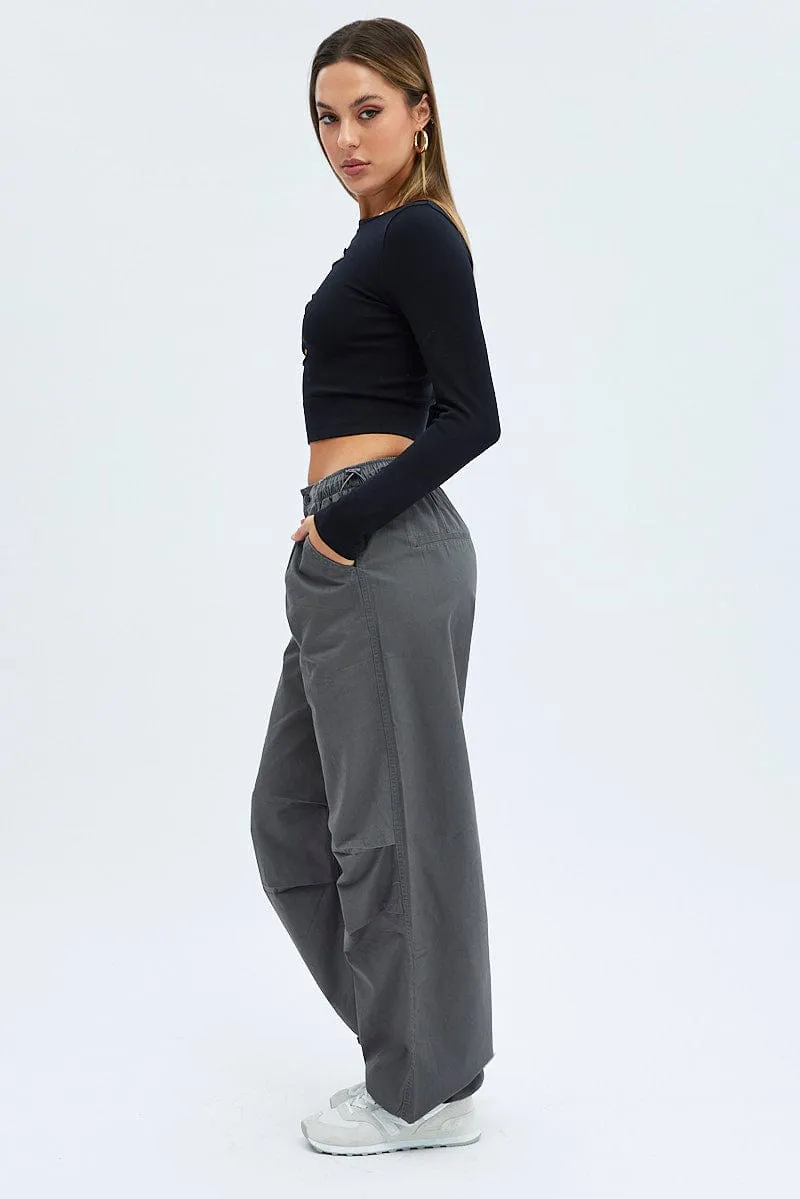 Grey Parachute Cargo Pants sold by Ally Fashion product image thumbnail 4