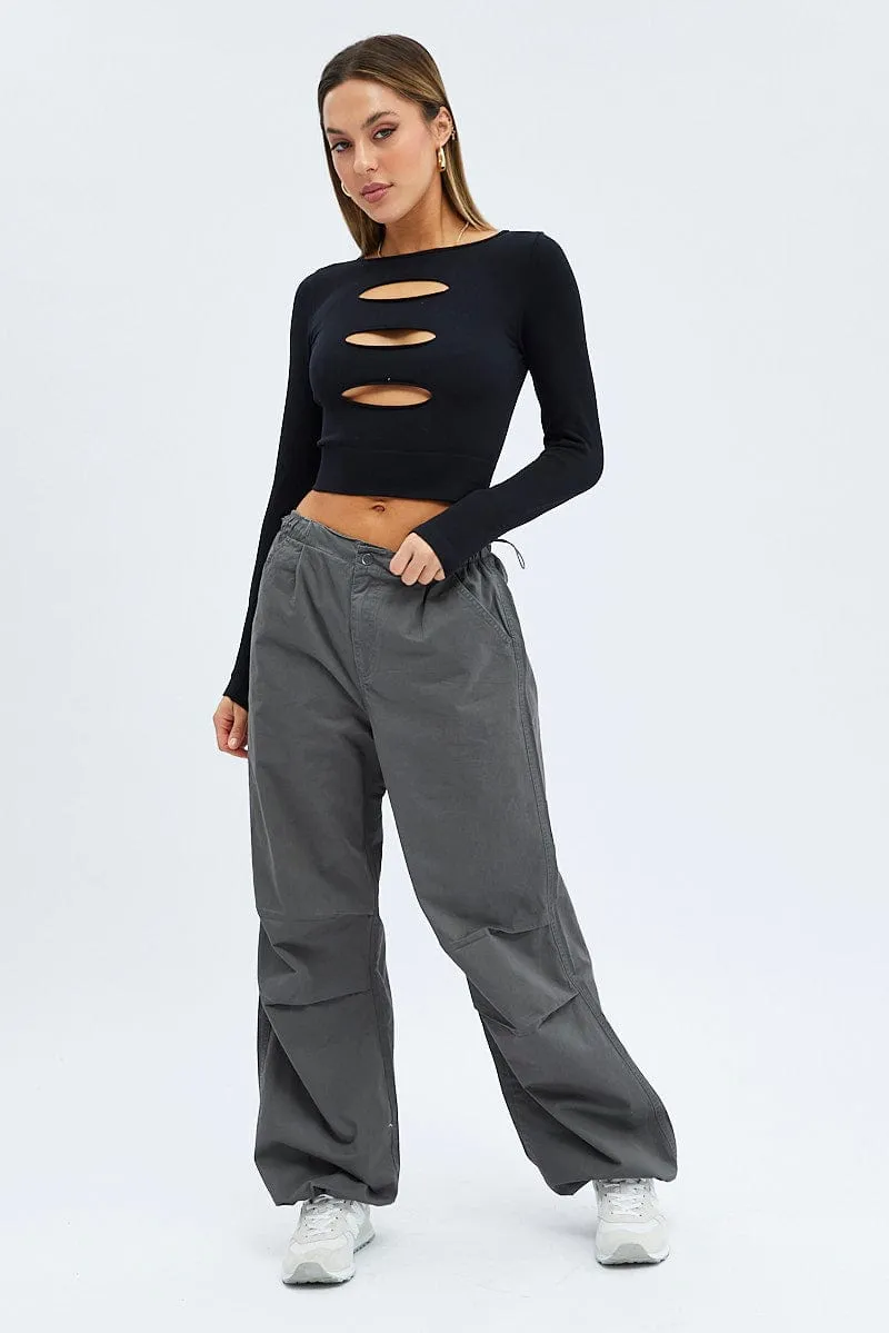 Grey Parachute Cargo Pants sold by Ally Fashion
