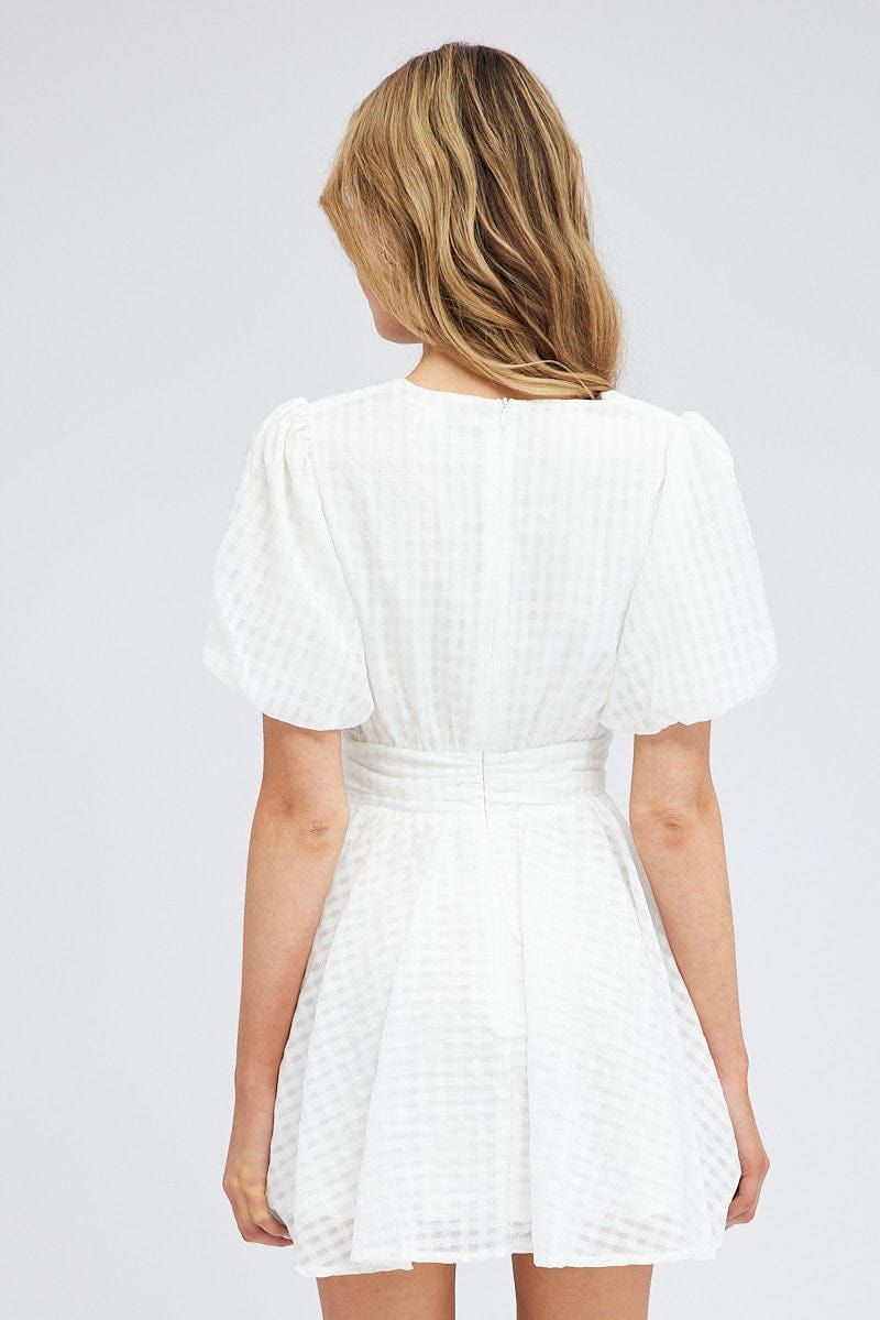 White Fit And Flare Dress Puff Sleeve Mini sold by Ally Fashion product image thumbnail 5