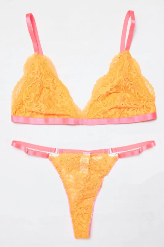 Orange Lace Lingerie Set sold by Ally Fashion
