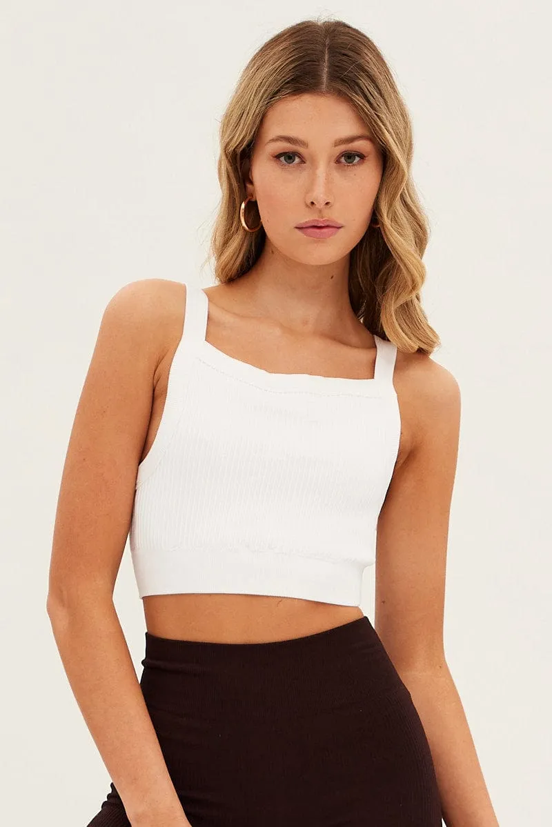 White Singlet Top Square Neck Seamless sold by Ally Fashion product image thumbnail 3