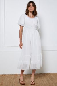 White Maxi Dress Short Sleeve Round Neck sold by Ally Fashion