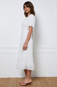 White Maxi Dress Short Sleeve Round Neck sold by Ally Fashion