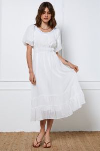 White Maxi Dress Short Sleeve Round Neck sold by Ally Fashion