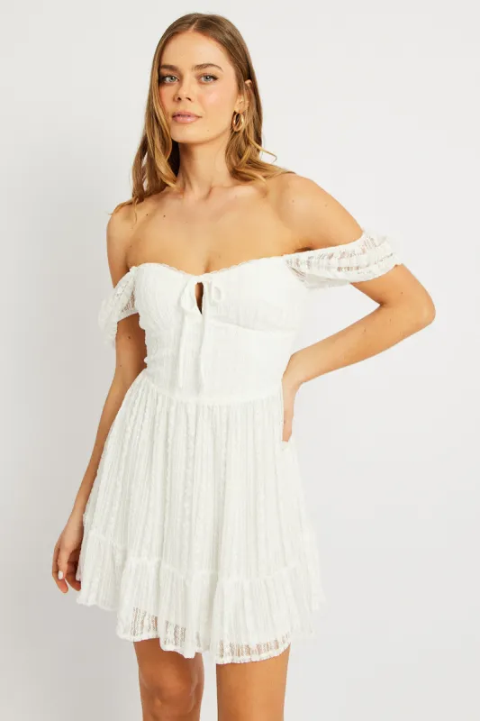 White Fit And Flare Dress Mini Lace sold by Ally Fashion