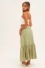 Green Midi Skirt Tiered Textured Thin Tie Waist sold by Ally Fashion