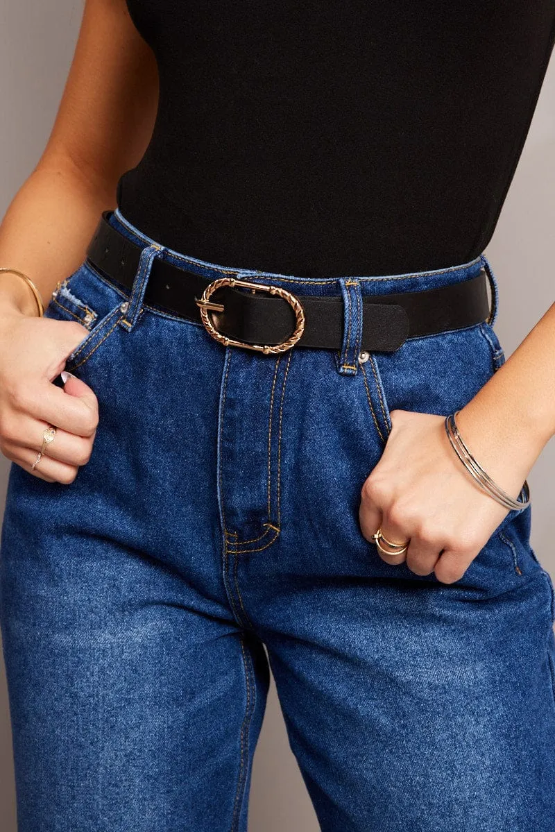 Gold Twist Detail Oval Buckle Belts sold by Ally Fashion
