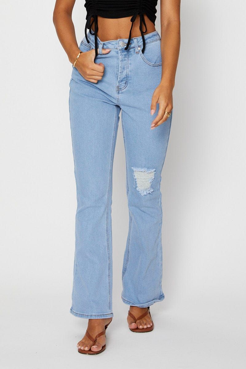Blue Flare Denim Jeans High Rise sold by Ally Fashion product image thumbnail 2