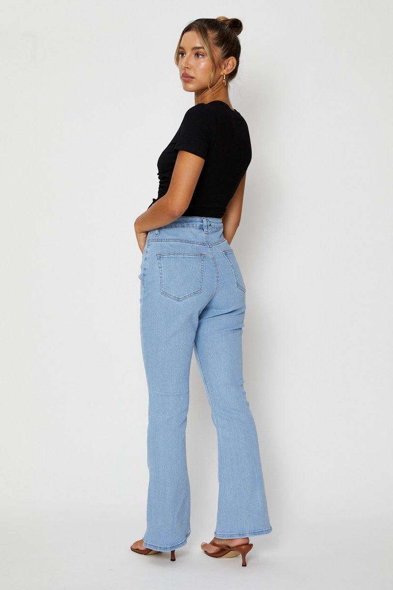 Blue Flare Denim Jeans High Rise sold by Ally Fashion product image thumbnail 5