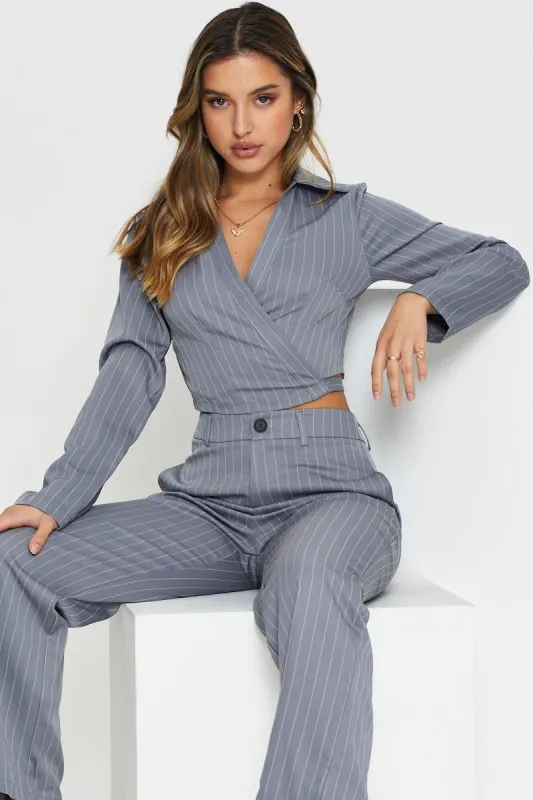 Stripe Wrap Top Long Sleeve sold by Ally Fashion