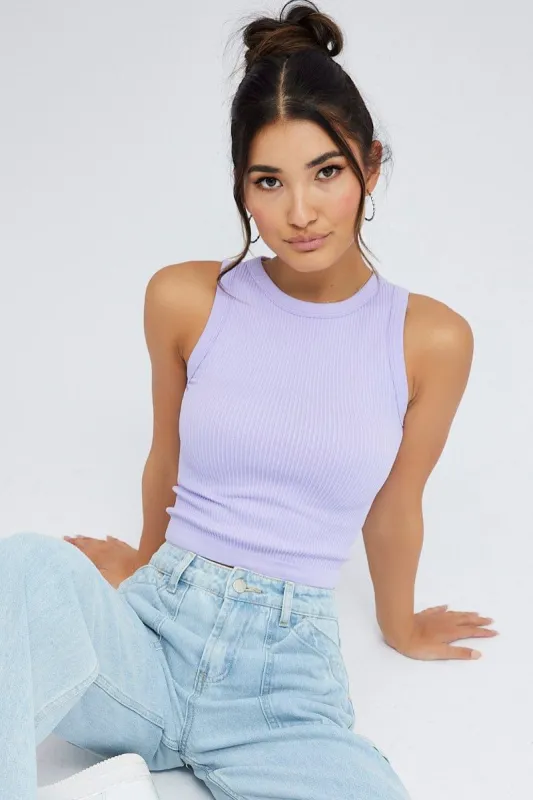 Purple Tank Top Crew Neck Seamless sold by Ally Fashion