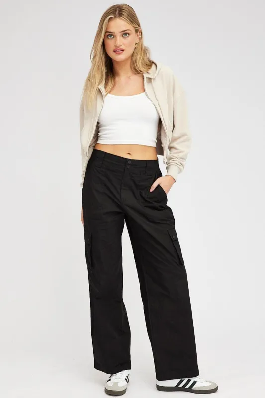 Black Cargo Pants Mid Rise sold by Ally Fashion