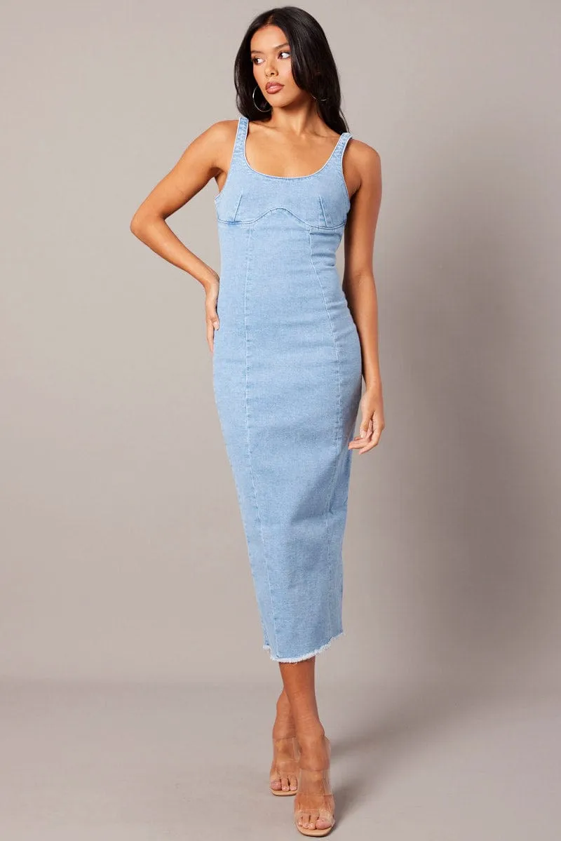 Denim Midi Dress Sleeveless Denim sold by Ally Fashion product image thumbnail 3