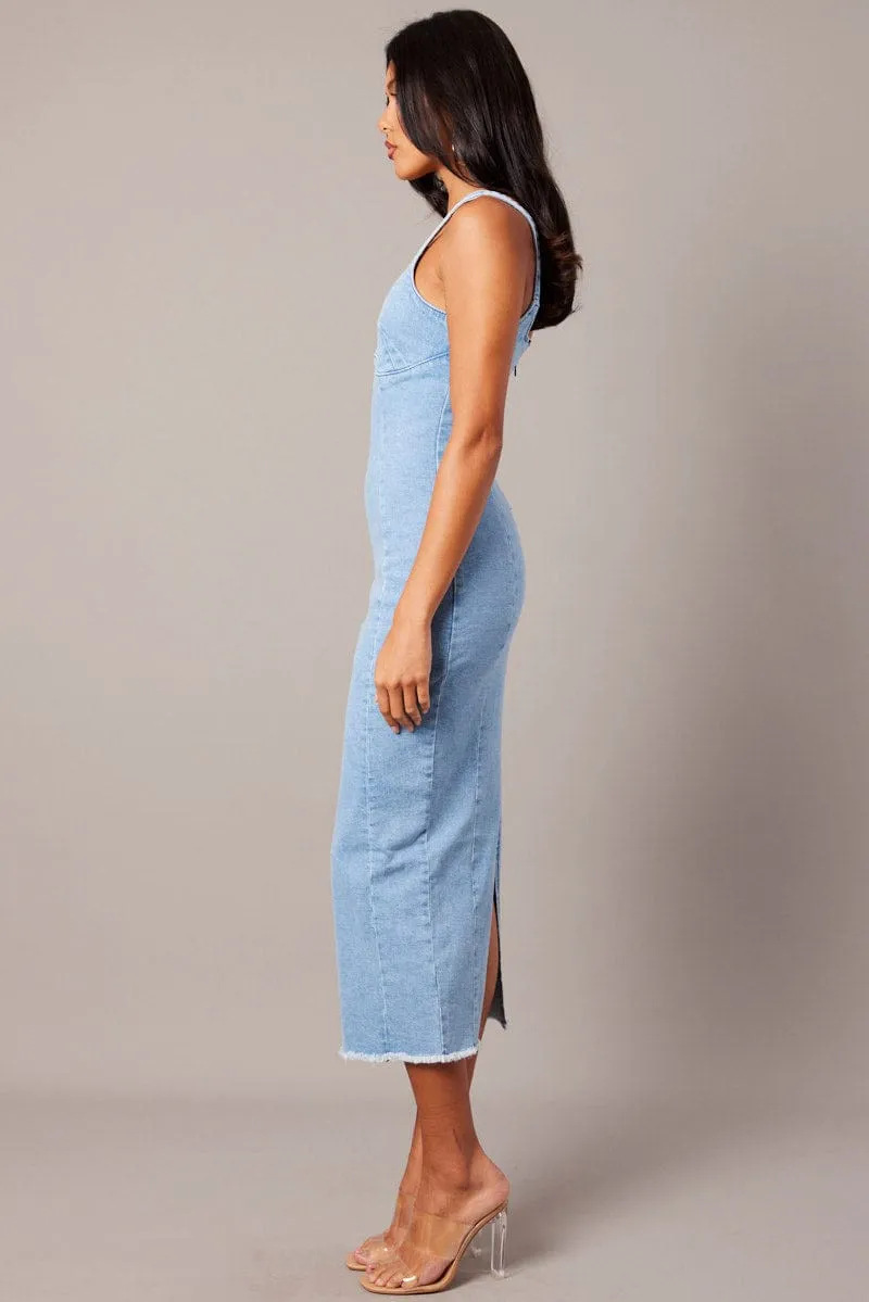 Denim Midi Dress Sleeveless Denim sold by Ally Fashion product image thumbnail 4