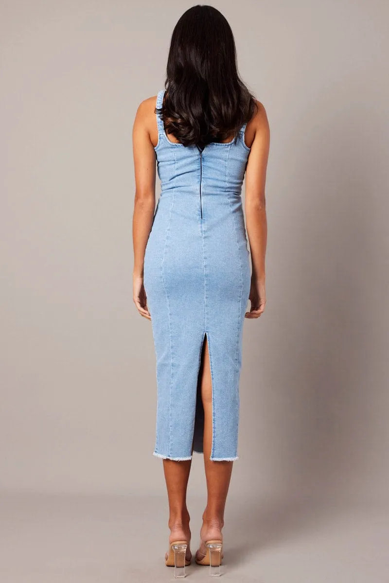 Denim Midi Dress Sleeveless Denim sold by Ally Fashion product image thumbnail 5